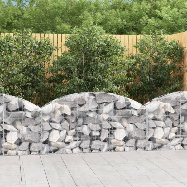 vidaXL Arched Gabion Basket 150x30x60/80 cm Galvanised Iron - Image 1