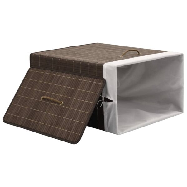 vidaXL Bamboo Laundry Bin Rectangular Dark Brown - Image 3