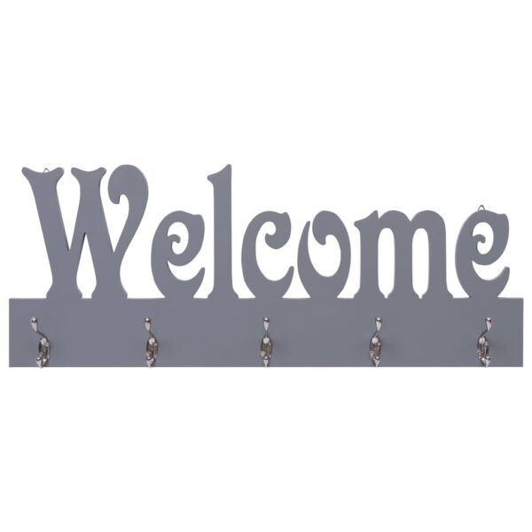 vidaXL Wall Mounted Coat Rack WELCOME Grey 74x29.5 cm - Image 2