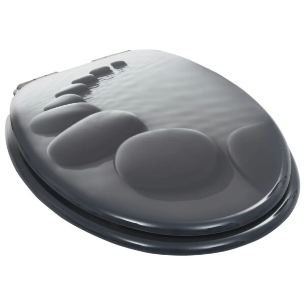 vidaXL WC Toilet Seats 2 pcs with Soft Close Lids MDF Stones Design - Image 4