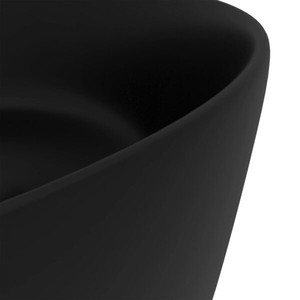 vidaXL Luxury Wash Basin Round Matt Black 40x15 cm Ceramic - Image 5