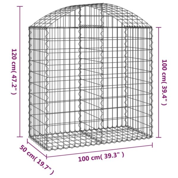 vidaXL Arched Gabion Basket 100x50x100/120 cm Galvanised Iron - Image 5