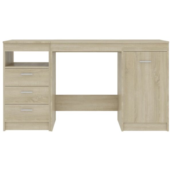 vidaXL Desk Sonoma Oak 140x50x76 cm Engineered Wood - Image 5