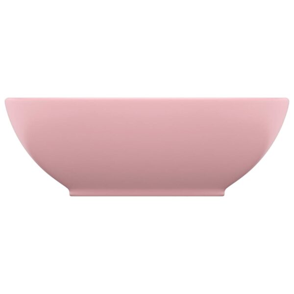 vidaXL Luxury Basin Oval-shaped Matt Pink 40x33 cm Ceramic - Image 3