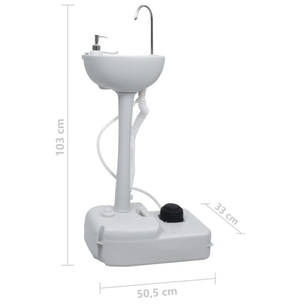 vidaXL Portable Camping Handwash Stand Grey 20 L - Image 10