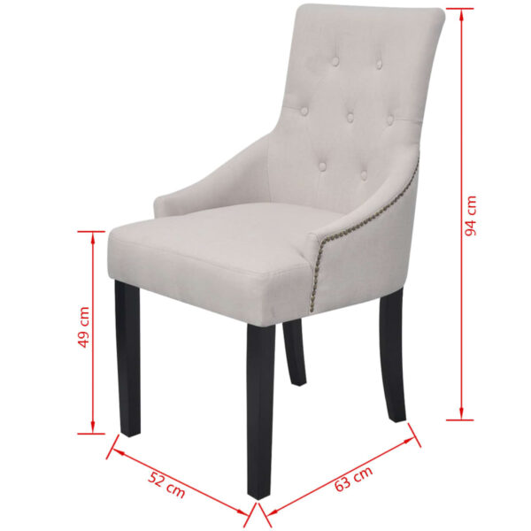 vidaXL Dining Chairs 2 pcs Cream Grey Fabric - Image 7