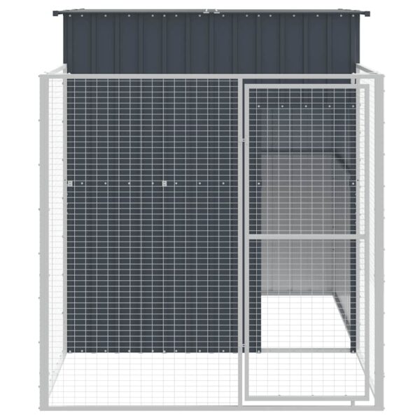 vidaXL Dog House with Run Anthracite 165x251x181 cm Galvanised Steel - Image 3