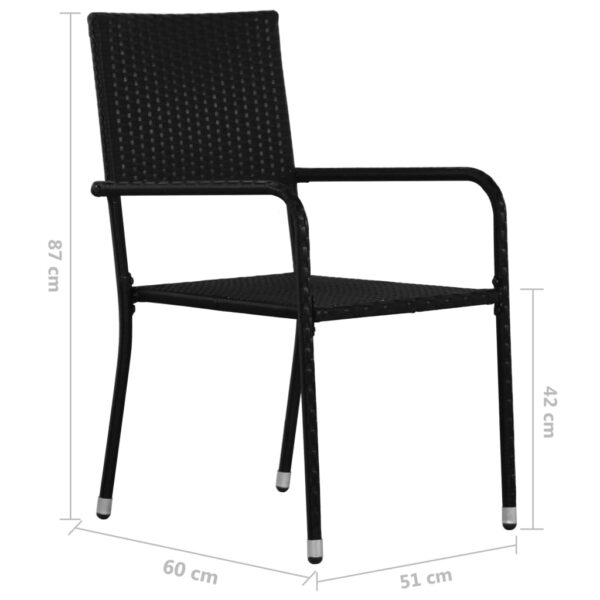 vidaXL 3 Piece Garden Dining Set Poly Rattan Black - Image 12