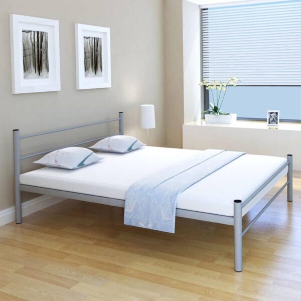 vidaXL Bed Frame without Mattress Grey Metal Queen Size - Image 1