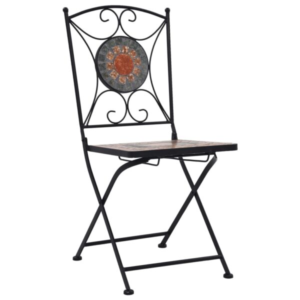 vidaXL 3 Piece Mosaic Bistro Set Ceramic Tile Orange/Grey - Image 3