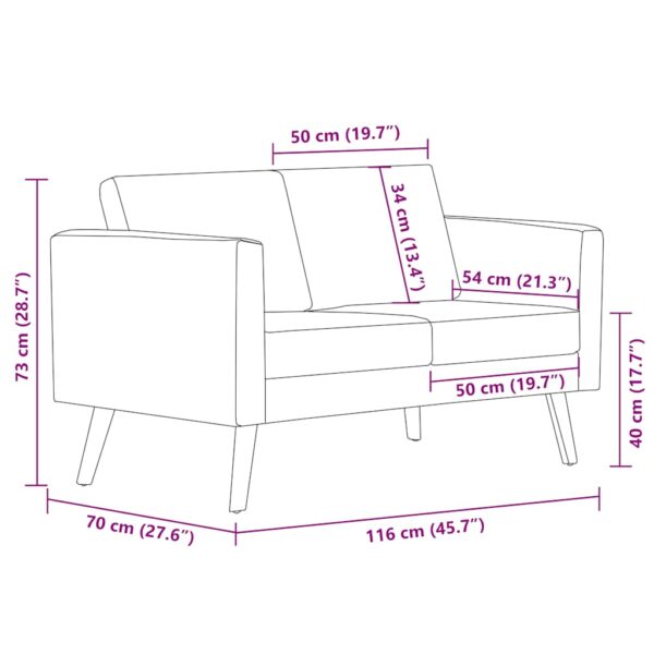 vidaXL 2 Piece Sofa Set Fabric Cream - Image 13