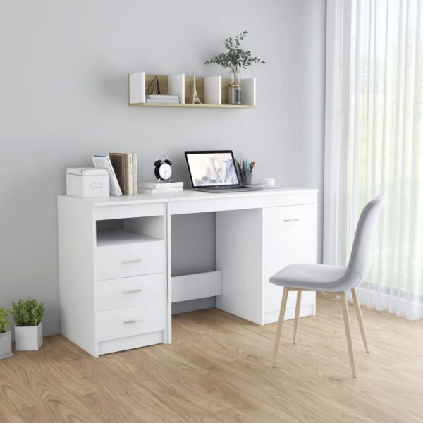 vidaXL Desk White 140x50x76 cm Engineered Wood - Image 1