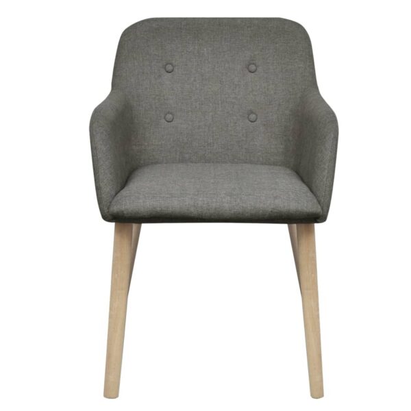 vidaXL Dining Chairs 2 pcs Light Grey Fabric and Solid Oak Wood - Image 3