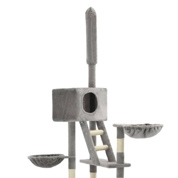vidaXL Cat Tree with Sisal Scratching Posts 230-260 cm Grey - Image 4