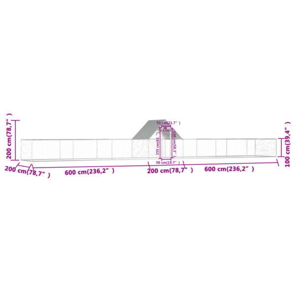 vidaXL Chicken Coop 14x2x2 m Galvanised Steel - Image 7