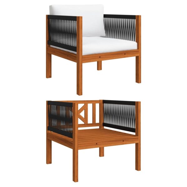 vidaXL 10 Piece Garden Lounge Set with Cushions Cream Wood Acacia&Rope - Image 13