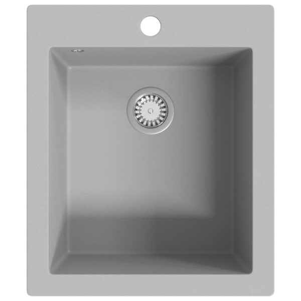 vidaXL Overmount Kitchen Sink Single Basin Granite Grey - Image 2