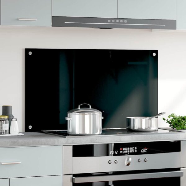 vidaXL Kitchen Backsplash Black 90x50 cm Tempered Glass - Image 3