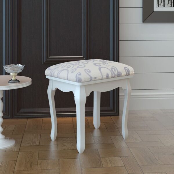 vidaXL Dressing Stool Warm White Fabric - Image 1