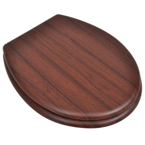 vidaXL Toilet Seats with Lids 2 pcs MDF Brown - Image 2