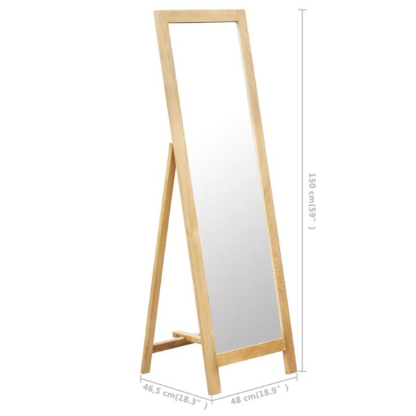 vidaXL Freestanding Mirror 48x46.5x150 cm Solid Oak Wood - Image 6