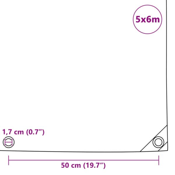 vidaXL Tarpaulin 650 g/m² 5x6 m Grey - Image 6