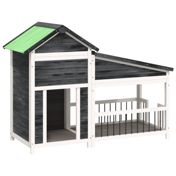 vidaXL Dog Kennel Grey 143x60.5x109 cm Solid Wood Pine - Image 2