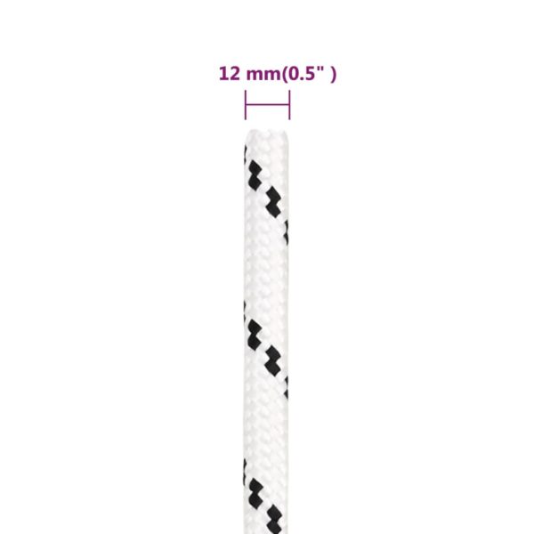 vidaXL Braided Boat Rope White 12 mmx100 m Polyester - Image 5