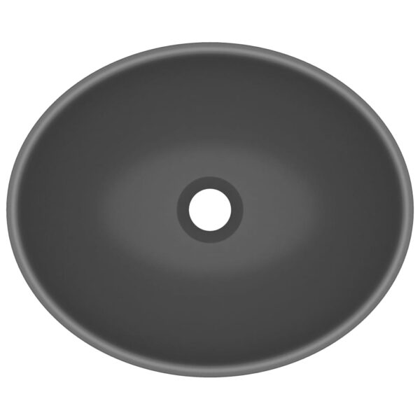 vidaXL Luxury Basin Oval-shaped Matt Dark Grey 40x33 cm Ceramic - Image 4