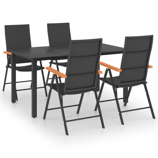 vidaXL 5 Piece Garden Dining Set Black and Brown - Image 2