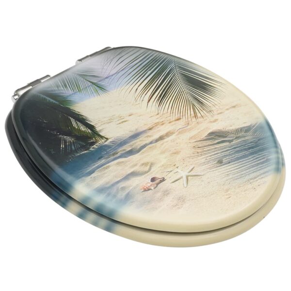 vidaXL WC Toilet Seat with Soft Close Lid MDF Beach Design - Image 3