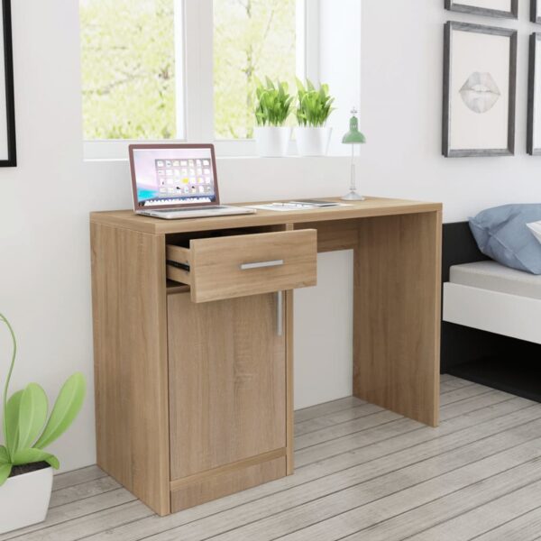 vidaXL Desk with Drawer and Cabinet Oak 100x40x73 cm - Image 1