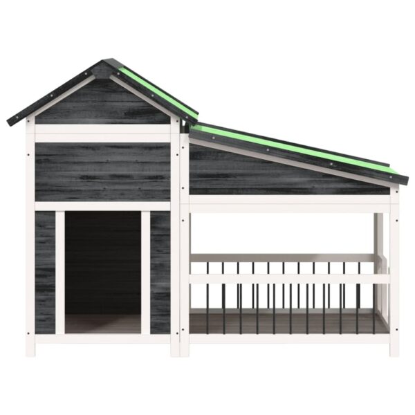 vidaXL Dog Kennel Grey 143x60.5x109 cm Solid Wood Pine - Image 3