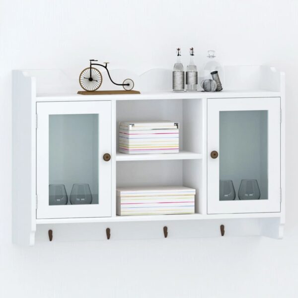 vidaXL Wall Cabinet Display Shelf Book/DVD/Glass Storage White MDF - Image 1