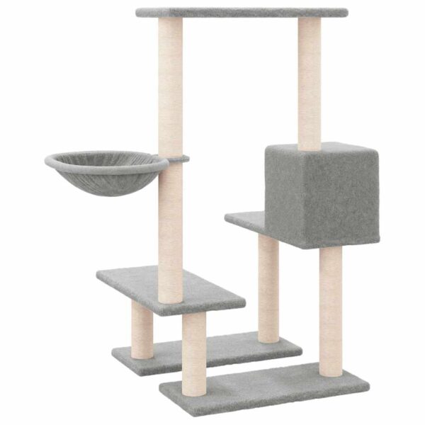 vidaXL Cat Tree with Sisal Scratching Posts Light Grey 94.5 cm - Image 5
