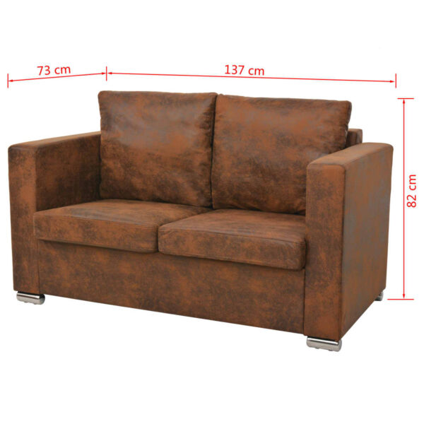 vidaXL 2-Seater Sofa 137x73x82 cm Artificial Suede Leather - Image 5