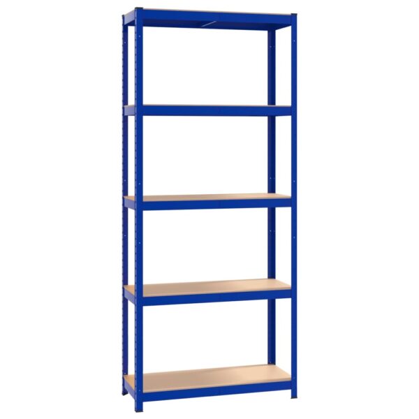 vidaXL 5-Layer Shelves 3 pcs Blue Steel and Engineered Wood - Image 4