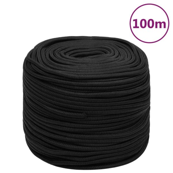 vidaXL Boat Rope Full Black 6 mm 100 m Polypropylene - Image 1