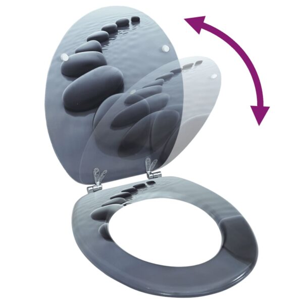 vidaXL WC Toilet Seat MDF Lid Stones - Image 7