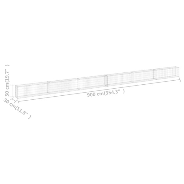 vidaXL Gabion Wall with Covers Galvanised Steel 900x30x50 cm - Image 7