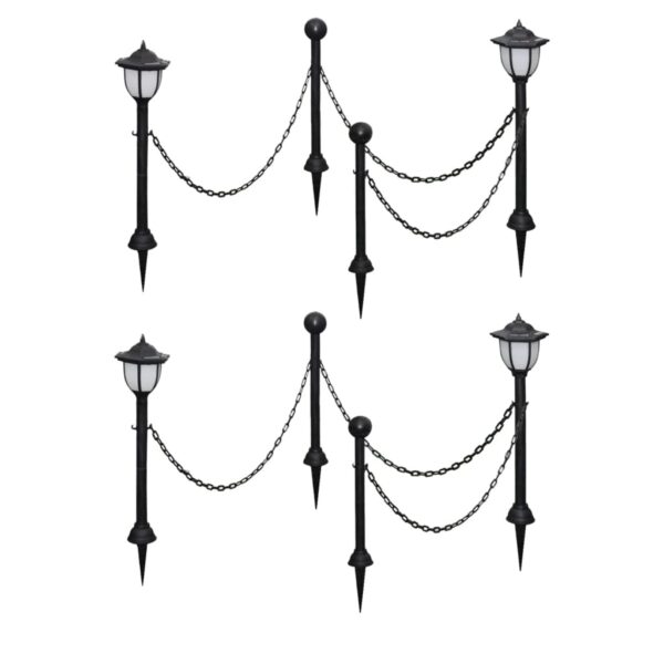 vidaXL Solar Lights 4 pcs with Chain Fence and Poles - Image 1