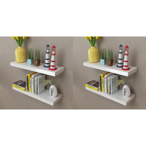 vidaXL Wall Shelves 4 pcs White 60 cm - Image 1