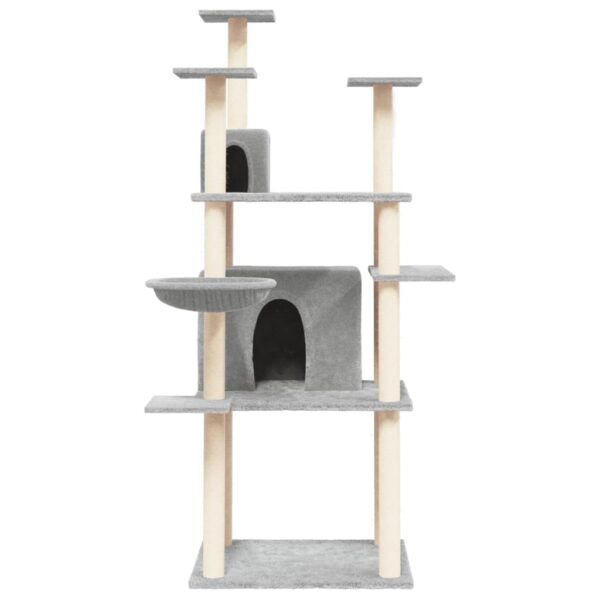 vidaXL Cat Tree with Sisal Scratching Posts Light Grey 166 cm - Image 3
