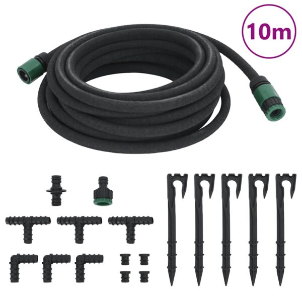 vidaXL Garden Soaker Hose Black 0.6" 10 m Rubber - Image 1