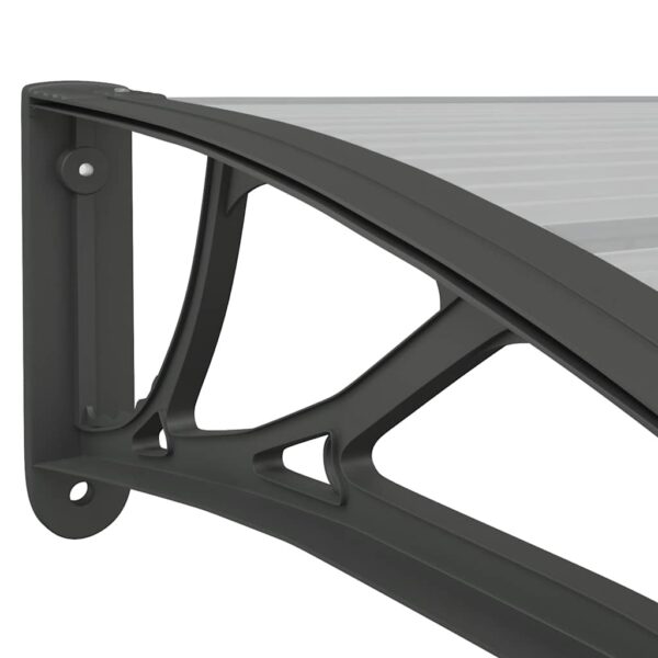 vidaXL Door Canopy Black and Transparent 400x75 cm Polycarbonate - Image 6