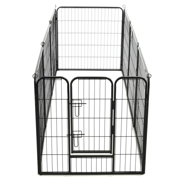 vidaXL Dog Playpen 8 Panels Steel 80x80 cm Black - Image 6