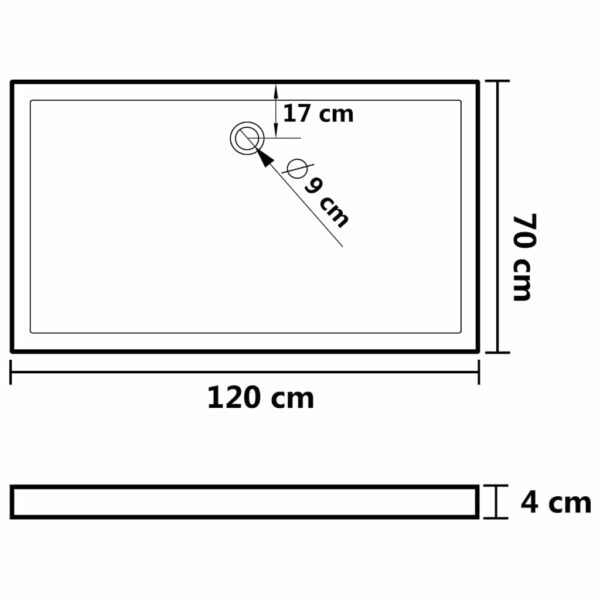 vidaXL Rectangular ABS Shower Base Tray White 70x120 cm - Image 8