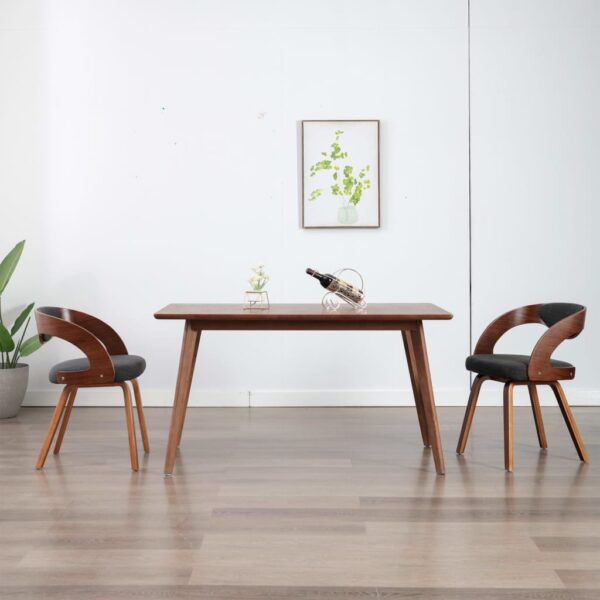 vidaXL Dining Chairs 2 pcs Dark Grey Bent Wood and Fabric - Image 1
