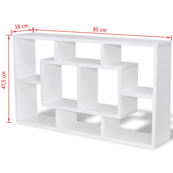 Floating Wall Display Shelf 8 Compartments White - Image 6