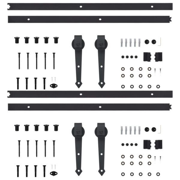 vidaXL Sliding Door Hardware Kits 2 pcs 200 cm Steel Black - Image 4